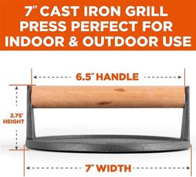 img 3 attached to 🔥 Enhance Your Grilling Experience with the Commercial Chef 7-Inch Pre-Seasoned Cast Iron Press featuring Easy Grip Wooden Handle and Grill Marks - Perfect Round Grilling Accessory!