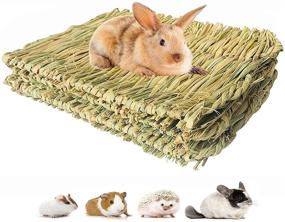 img 4 attached to 3-Pack Woven Pet Bed Rabbit Grass Mat Set: Ideal Bunny Bedding Nest Chew Play Toys for Hamsters, Parrots, Rabbits, Hedgehogs, Guinea Pigs, and Other Small Animals