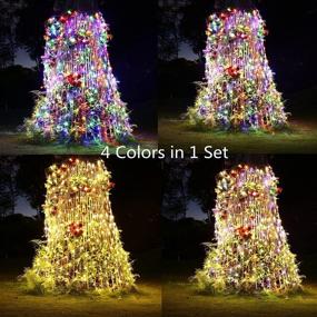 img 1 attached to 🎄 Christmas Net String Lights Outdoor - 9.9X6.6Ft x 200 LED Warm White & Multicolor Wedding Fairy Light Mesh - Waterproof Plug-in Hanging Decorations for Xmas Tree, Holiday Background, Lawn