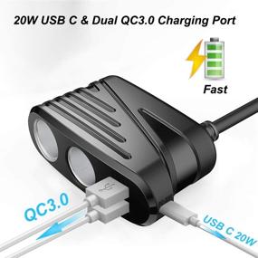 img 3 attached to 🚗 iMESTOU Quick Charge USB A & USB C 20W Cigarette Lighter Splitter - Ultimate 2-Socket DC Power Car Charger with 3 USB Ports for Cellphones/GPS/Dash Cam - 120W QC3.0 Outlets Charging