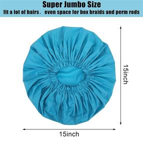 img 2 attached to 🚿 Set of 4 Jumbo Shower Caps for Extra Large Dreadlocks, Braids, and Long Hair - Waterproof Bath Hats for Women and Girls - Oversized Spa Caps in Black, Grey, Blue, and Red