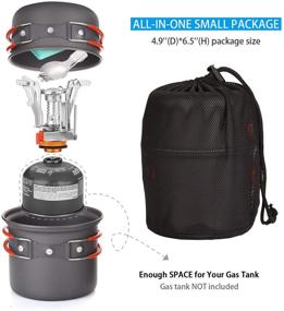 img 3 attached to 🏕️ Odoland 6pcs Camping Cookware Mess Kit: Lightweight Pot, Stove, Spork & More - Perfect for Backpacking, Camping, Hiking & Picnic - Carry Mesh Bag Included