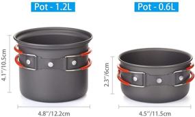 img 2 attached to 🏕️ Odoland 6pcs Camping Cookware Mess Kit: Lightweight Pot, Stove, Spork & More - Perfect for Backpacking, Camping, Hiking & Picnic - Carry Mesh Bag Included