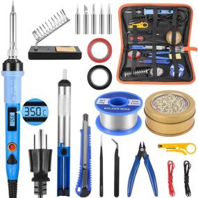 img 4 attached to SREMTCH Electronics Soldering Iron Kit: 80W LCD Digital Gun with Adjustable Temperature and Fast Heating Ceramic Thermostatic Design, ON-Off Switch, and 20pcs Solder Kit Welding Tool