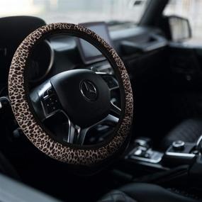 img 2 attached to Full Set Leopard Print Car Seat Covers, Universal Front Seat Covers, Leopard Print Steering 🐆 Wheel Cover, Seat Belt Pads, Cup Holder Coasters, Variety of Key Rings, Compatible with Most Car Models