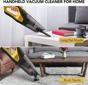 img 1 attached to Yellow Cordless Handheld Vacuum - Rechargeable, 8000PA Strong Suction for Home and Car Cleaning