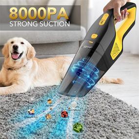 img 3 attached to Yellow Cordless Handheld Vacuum - Rechargeable, 8000PA Strong Suction for Home and Car Cleaning