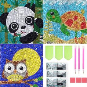 img 4 attached to 🎨 Spark Creativity with SPOKKI's 3 PCS Diamond Art Kit for Kids: Easy 5D Diamond Dots Painting with Crystal Gems - Perfect Christmas Kits for Beginners (Panda, Owl, Turtle)