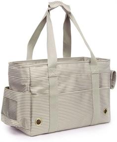 img 4 attached to 🐶 Stylish ZOOPOLR Fashion Pet Dog Carriers Cat Travel Handbag - Perfect for Outdoor Adventures and Walks (White Stripe)