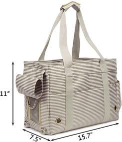 img 3 attached to 🐶 Stylish ZOOPOLR Fashion Pet Dog Carriers Cat Travel Handbag - Perfect for Outdoor Adventures and Walks (White Stripe)