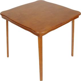 img 4 attached to 🍎 Enhanced Fruitwood Finish Scalloped Edge Folding Card Table by Stakmore