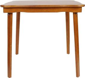 img 1 attached to 🍎 Enhanced Fruitwood Finish Scalloped Edge Folding Card Table by Stakmore