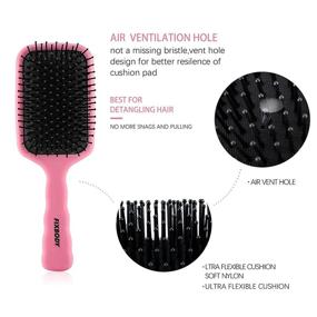 img 2 attached to 💆 FIXBODY 4PCS Paddle Hair Brush, Detangling Brush and Hair Comb Set for Men and Women, Ideal for Wet or Dry Hair, Eliminate Tangles Hairbrush for Long Thick Thin Curly Hair, Pink