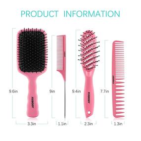 img 3 attached to 💆 FIXBODY 4PCS Paddle Hair Brush, Detangling Brush and Hair Comb Set for Men and Women, Ideal for Wet or Dry Hair, Eliminate Tangles Hairbrush for Long Thick Thin Curly Hair, Pink