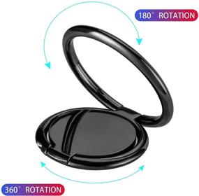 img 1 attached to 📱 360° Rotation Metal Phone Ring Holder Finger Kickstand - Plating Black Smartphone Stand & Grip with Magnetic Car Mount Compatibility