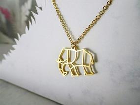 img 3 attached to Elephant Gold Origami Jewelry & Geometric Necklace: Elegant 18K Plated Necklace for Women & Girls