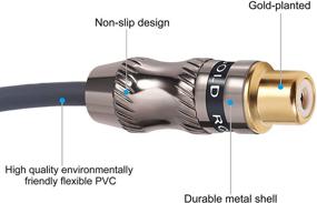 img 1 attached to 🔌 Devinal RCA/Phono Splitter Cable: Premium Quality RCA Female to Dual Male Gold Plated Adapter (1 Female to 2 Male) 10" – Enhanced Stereo Audio Y-Cable, Heavy Duty