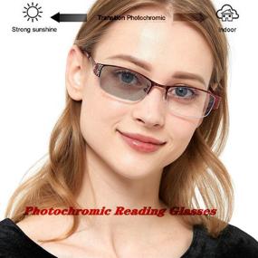 img 2 attached to 🕶️ Women's Sun Glasses with Fashionable Photochromic Bifocal Reading Lenses, Red Metal Frame - Ideal for Presbyopia