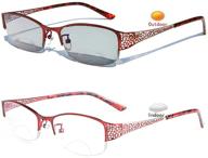 🕶️ women's sun glasses with fashionable photochromic bifocal reading lenses, red metal frame - ideal for presbyopia logo