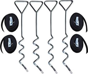 img 4 attached to 🌪️ AbraFit Heavy-Duty Galvanized Trampoline Anchor Stakes - Corkscrew Shape Anchor Kit for Trampolines, Swings, Garden Sheds, Playhouses