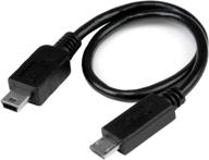 startech.com 8-дюймовый usb otg-кабель - адаптер micro usb на mini usb - m/m - usb otg-мобильный устройственный кабель - 8 дюймов - черный (umusbotg8in) логотип