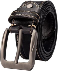 img 4 attached to HOLMANSE Leather Italian Contrast Stitching Men's Accessories and Belts