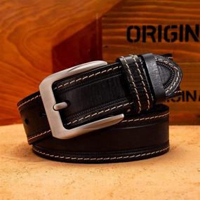 img 2 attached to HOLMANSE Leather Italian Contrast Stitching Men's Accessories and Belts