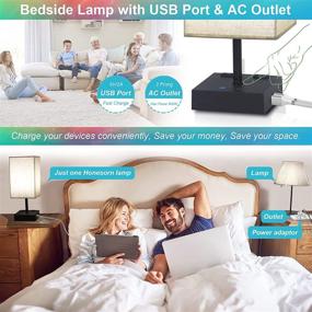 img 1 attached to 🌈 RGBW Dimmable Bedside Lamp with USB Port and AC Outlet - Multicolor Touch Lamp for Bedroom, Dorm, and Kid's Room