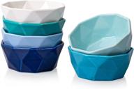 🍮 8 oz ramekins - delling geometric ramekins - long-lasting creme brulee dishes ramekin for baking, snack, souffle dishes - 8oz ceramic ramekins oven safe set of 6 - vibrant colors logo