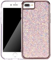 📱 rose gold iphone 7/8 plus case with screen protector, lanyard, and bling glitter - dual layer shockproof hard pc back & soft tpu inner protective cover - compatible with 5.5 inch iphone 7/8 plus logo