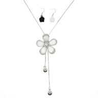 🌸 exquisite white crystal 5 petals flower pendant necklace: trendy long sweater jewelry for women & girls logo