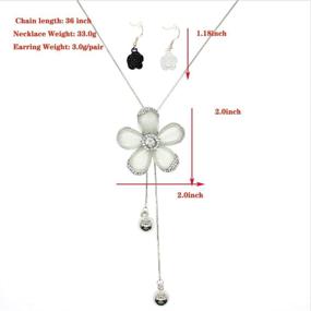 img 3 attached to 🌸 Exquisite White Crystal 5 Petals Flower Pendant Necklace: Trendy Long Sweater Jewelry for Women & Girls