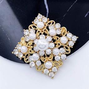 img 2 attached to SELOVO Bridal Gold Tone Wedding Rhinestone Brooch Pin Accessory