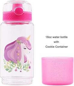 img 2 attached to Cute Unicorn Water Bottle for School Girls with Cookie Container, BPA Free Tritan 🦄 & Leak Proof Flip Top Lid, Easy to Clean & Carry Handle, 18oz / 550ml