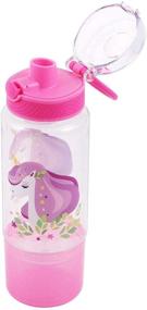 img 1 attached to Cute Unicorn Water Bottle for School Girls with Cookie Container, BPA Free Tritan 🦄 & Leak Proof Flip Top Lid, Easy to Clean & Carry Handle, 18oz / 550ml