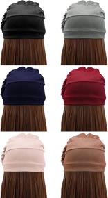 img 2 attached to 💐 Stylish and Chic 6-Piece Women's Turban Flower Caps: Elastic Beanie Headscarf Vintage Headwrap Hats