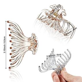 img 3 attached to Set of 3 Clear Big Hair Claw Clips - 3 Inch Nonslip Large Hair Jaw Clip for Women and Girls with Strong Hold for Thick Hair