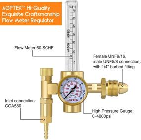 img 1 attached to AGPtEK Argon CO2 Mig Tig Flow Meter Regulator CGA580: Ultimate Welding Companion