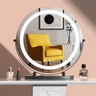 enhanced makeup experience: dimmable lighted vanity mirror with 3 colors, 360° rotation, and large high-definition led round design in black logo