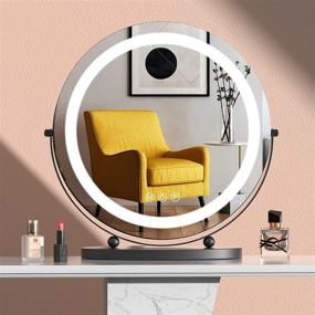 img 4 attached to Enhanced Makeup Experience: Dimmable Lighted Vanity Mirror with 3 Colors, 360° Rotation, and Large High-Definition LED Round Design in Black