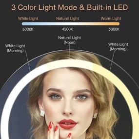 img 3 attached to Enhanced Makeup Experience: Dimmable Lighted Vanity Mirror with 3 Colors, 360° Rotation, and Large High-Definition LED Round Design in Black