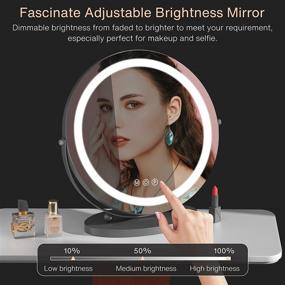 img 2 attached to Enhanced Makeup Experience: Dimmable Lighted Vanity Mirror with 3 Colors, 360° Rotation, and Large High-Definition LED Round Design in Black