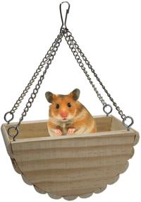 img 4 attached to Entertaining Hanging Bed: Hamster Wooden Swing Toy for Gerbil Rat Mouse Dwarf Hamster