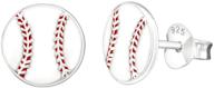 sterling silver baseball epoxy earrings logo