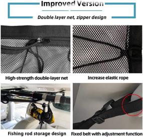 img 1 attached to 🚗 Универсальная сумка для крышки автомобиля размером 32,6" х 25,6" с карманом для удержания удочек и двухуровневым регулируемым хранением, оснащенная 4 присосками - идеальное средство для организации детских игрушек и различных мелочей в автомобиле SUV.
