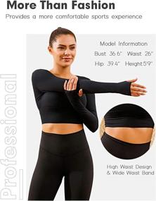 img 2 attached to 👚 ECUPPER Women's Long Sleeve Strappy Crop Top with Thumb Hole - Padded Backless Yoga Shirt for Workout and Fitness