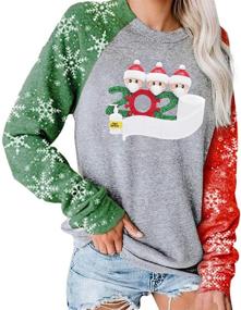 img 4 attached to 🎅 Festive Christmas Sweatshirts: Women's Cute Santa Graphic Long Sleeve Holiday Pullover Tops