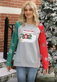 img 3 attached to 🎅 Festive Christmas Sweatshirts: Women's Cute Santa Graphic Long Sleeve Holiday Pullover Tops