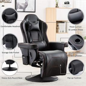 img 3 attached to 🎮 Merax Gaming Recliner Chair: Ultimate Comfort with Footrest, Headrest, Lumbar Pillow, Cup Holders, and More!