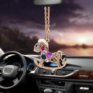 🐎 long beautiful crystal horse deer car rearview mirror hanging decoration - libloop ornament pendant for car accessories, water brick shinny wall furniture & decor logo